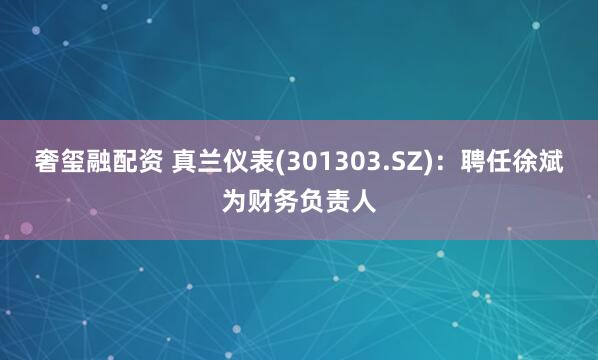 奢玺融配资 真兰仪表(301303.SZ)：聘任徐斌为财务负责人